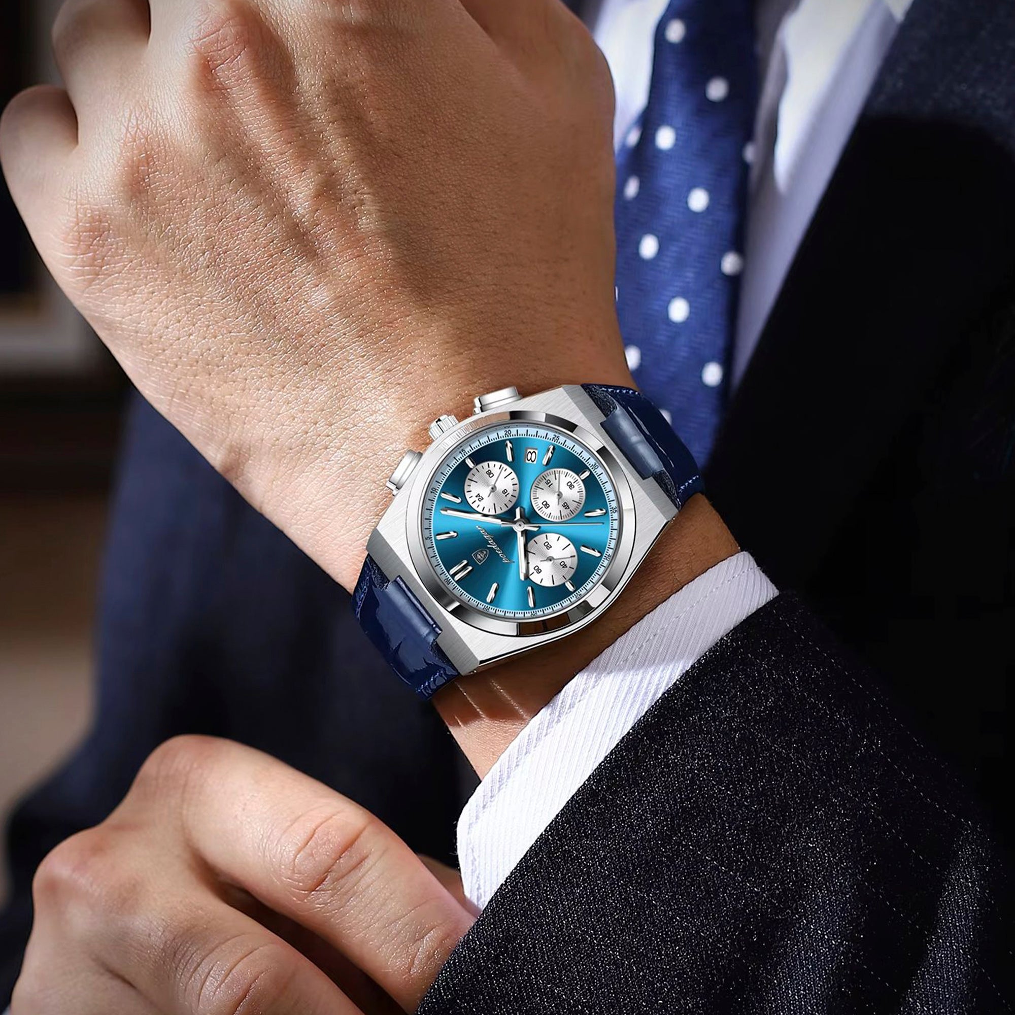 İsviçre Stili Poedagar Genève Elite Markası | Deri Kayışlı Lüks Erkek Kol Saati