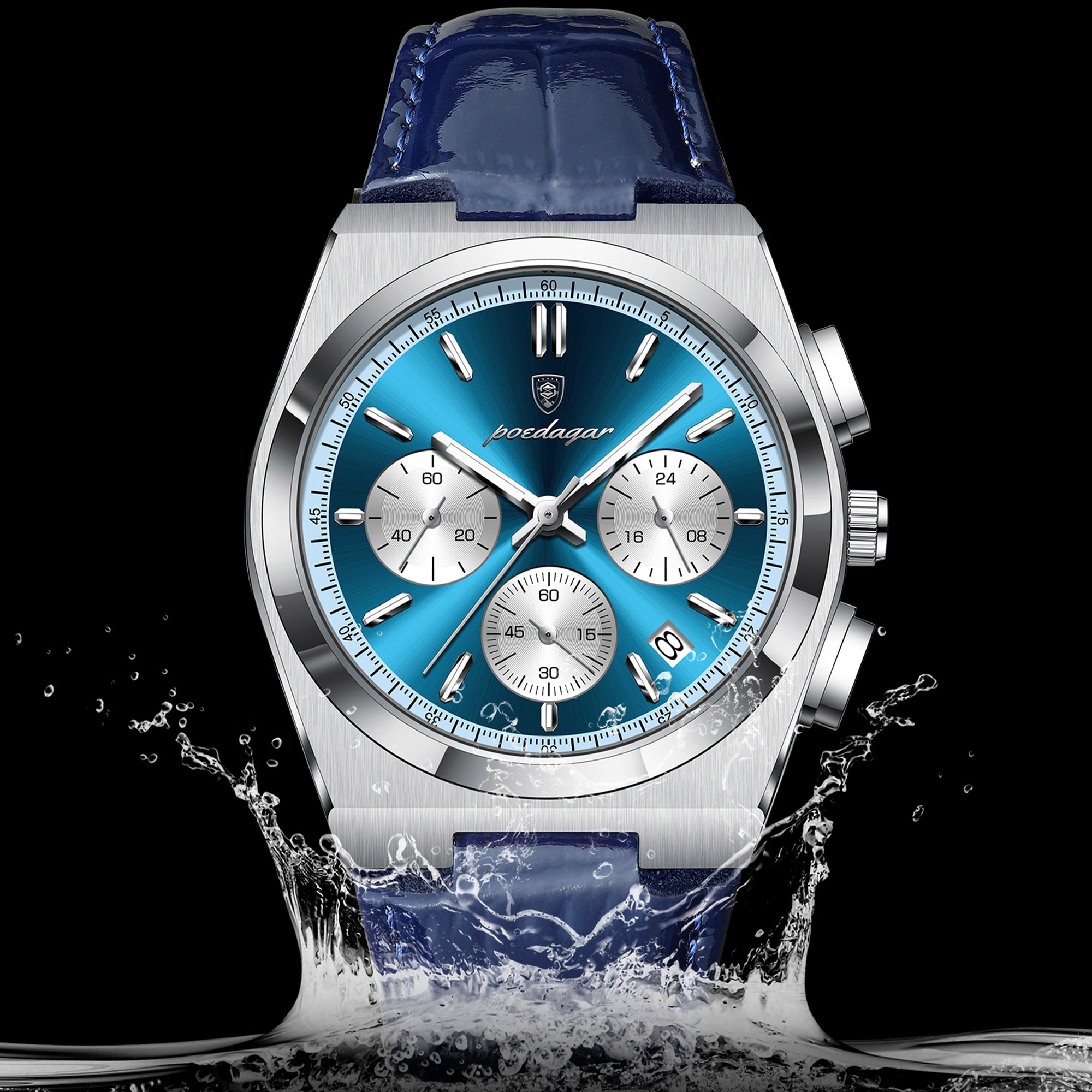 İsviçre Stili Poedagar Genève Elite Markası | Deri Kayışlı Lüks Erkek Kol Saati