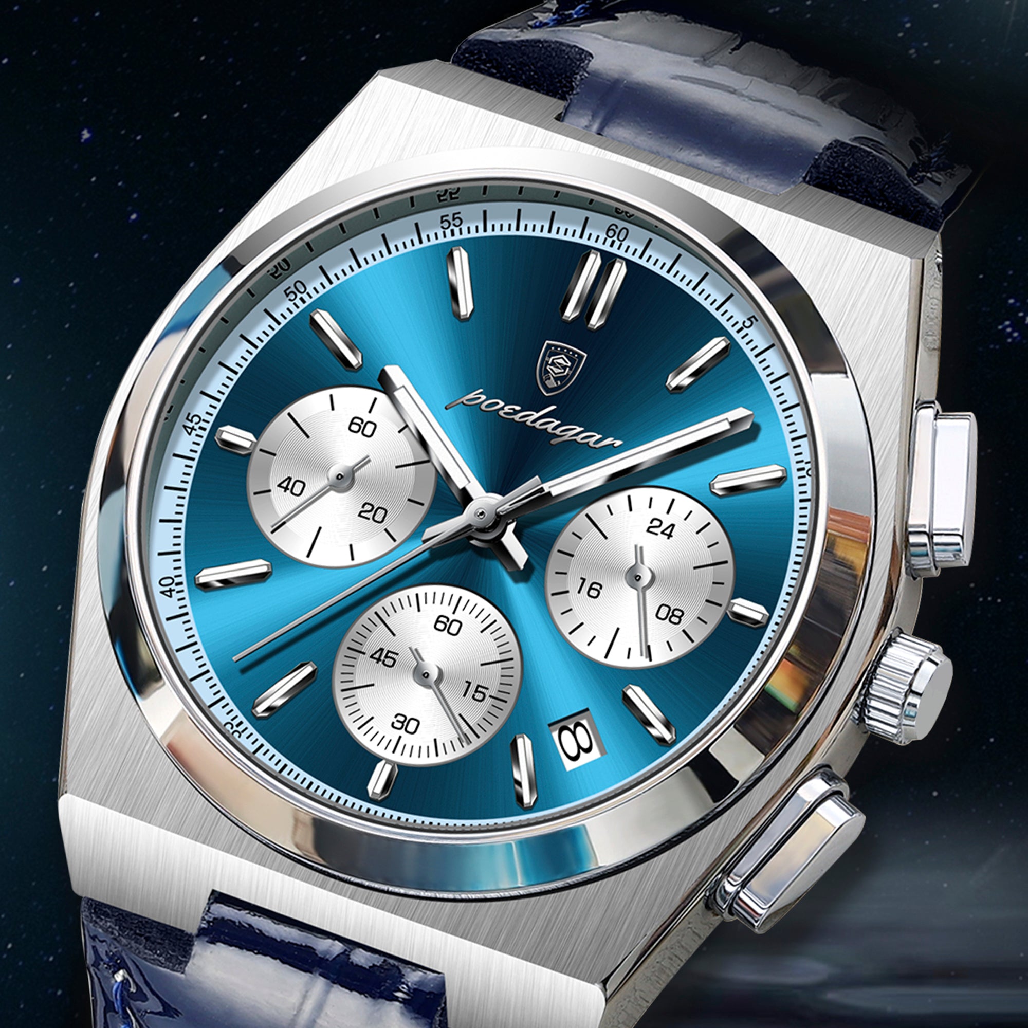 İsviçre Stili Poedagar Genève Elite Markası | Deri Kayışlı Lüks Erkek Kol Saati