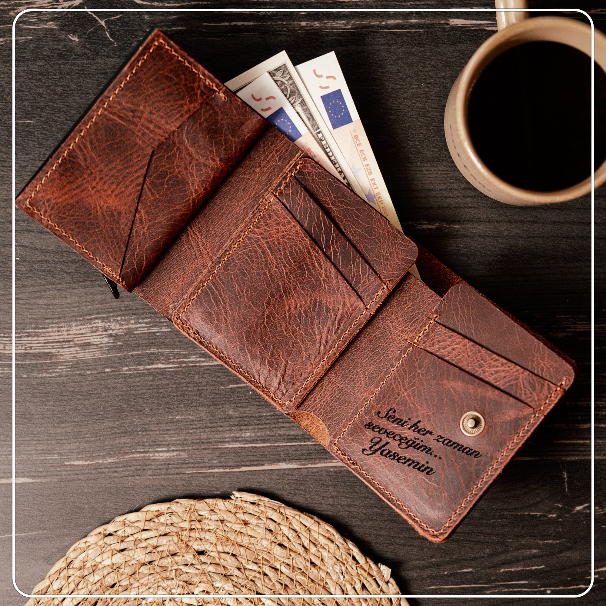 Hakiki Deri Frisco Mekanizmalı Cüzdan