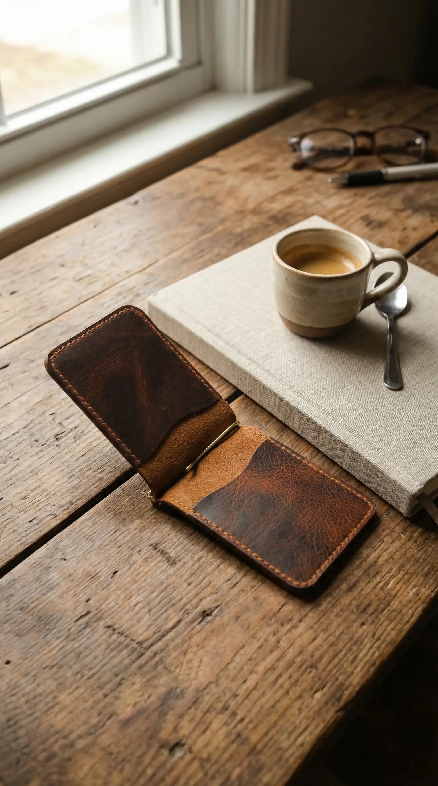 YAVER® Mandallı Hakiki Deri Cüzdan