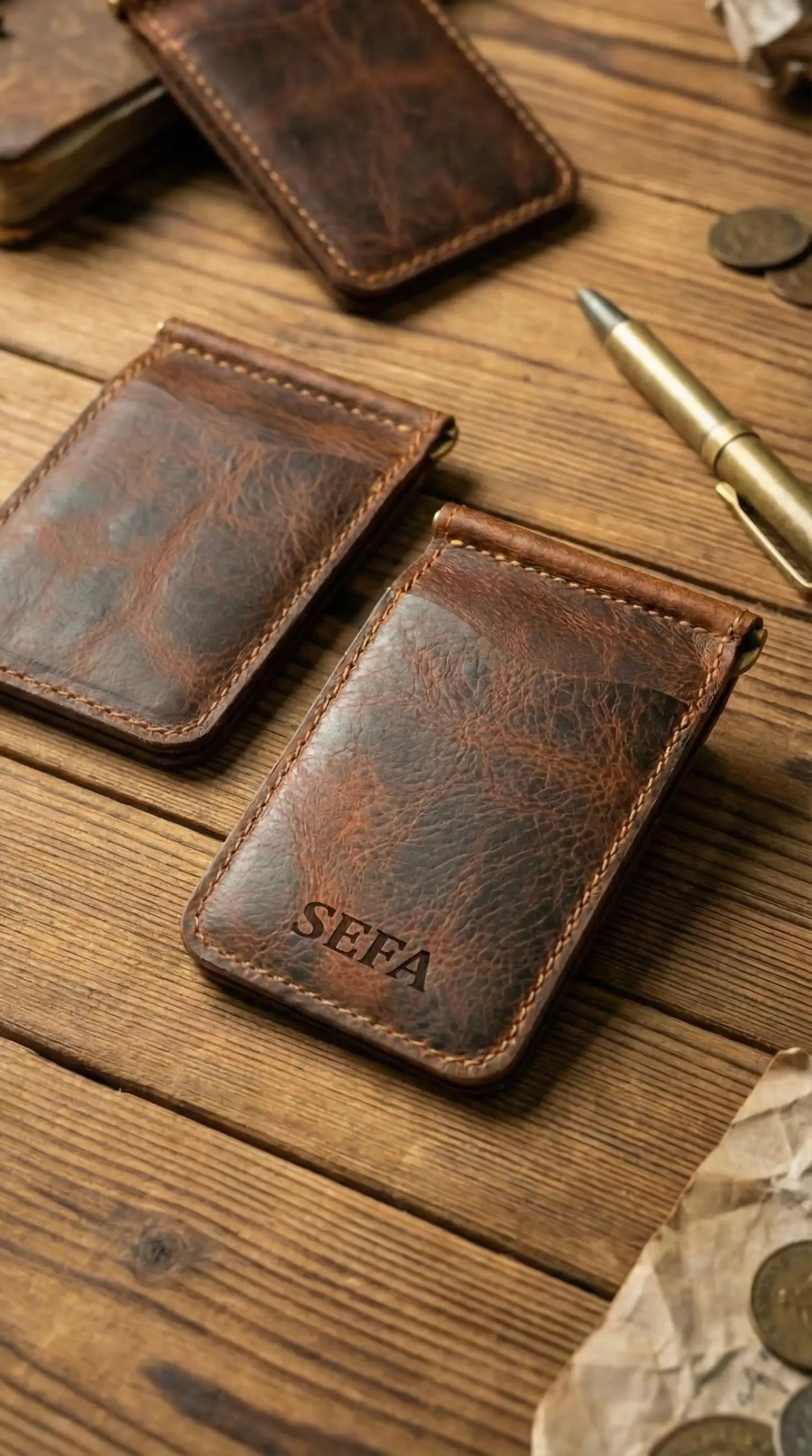 YAVER® Mandallı Hakiki Deri Cüzdan