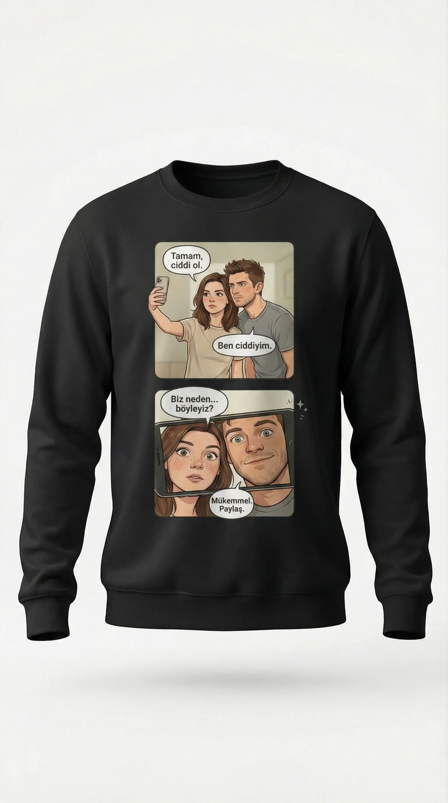 Kişiye Özel Karikatür Hikâye Sweatshirt’ü, Çiftler İçin Özel Bir Anı Hediyesi