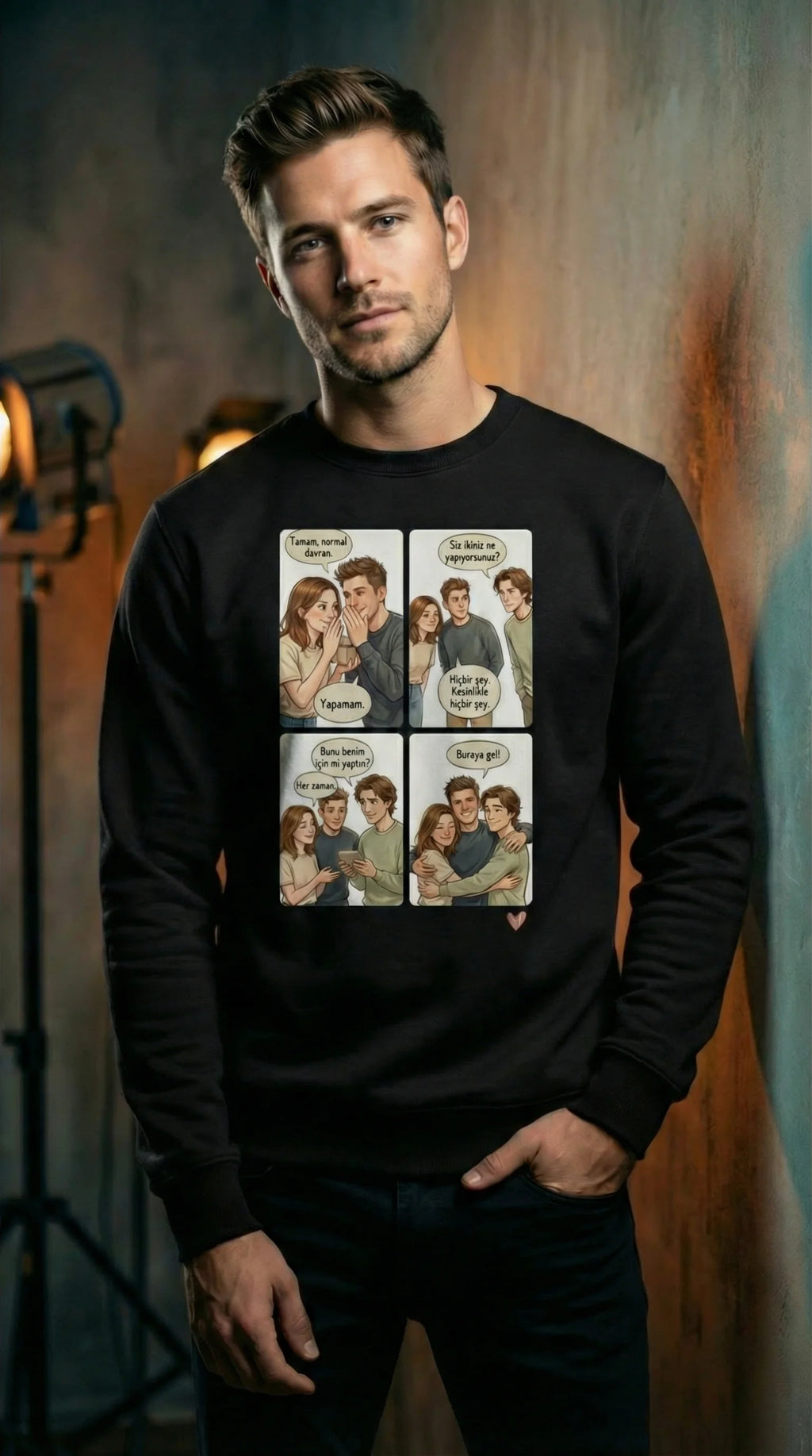 Kişiye Özel Karikatür Hikâye Sweatshirt’ü, Çiftler İçin Özel Bir Anı Hediyesi