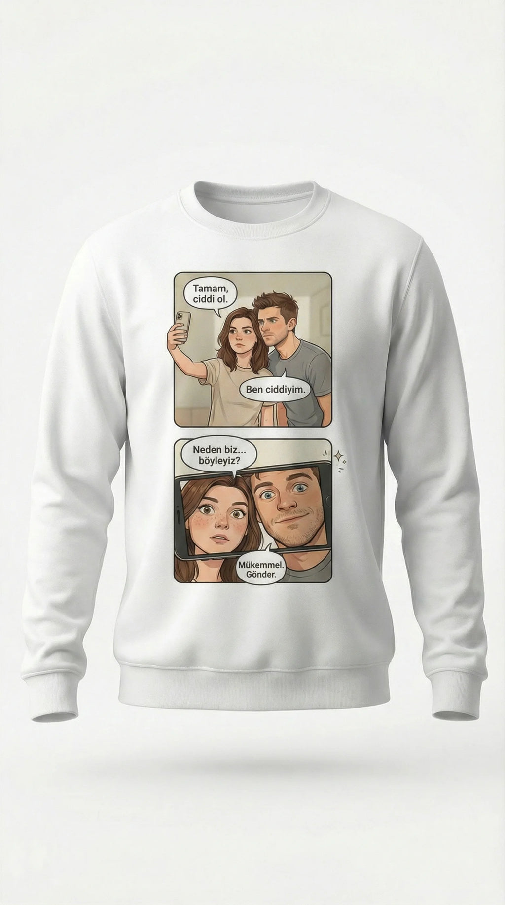 Kişiye Özel Karikatür Hikâye Sweatshirt’ü, Çiftler İçin Özel Bir Anı Hediyesi