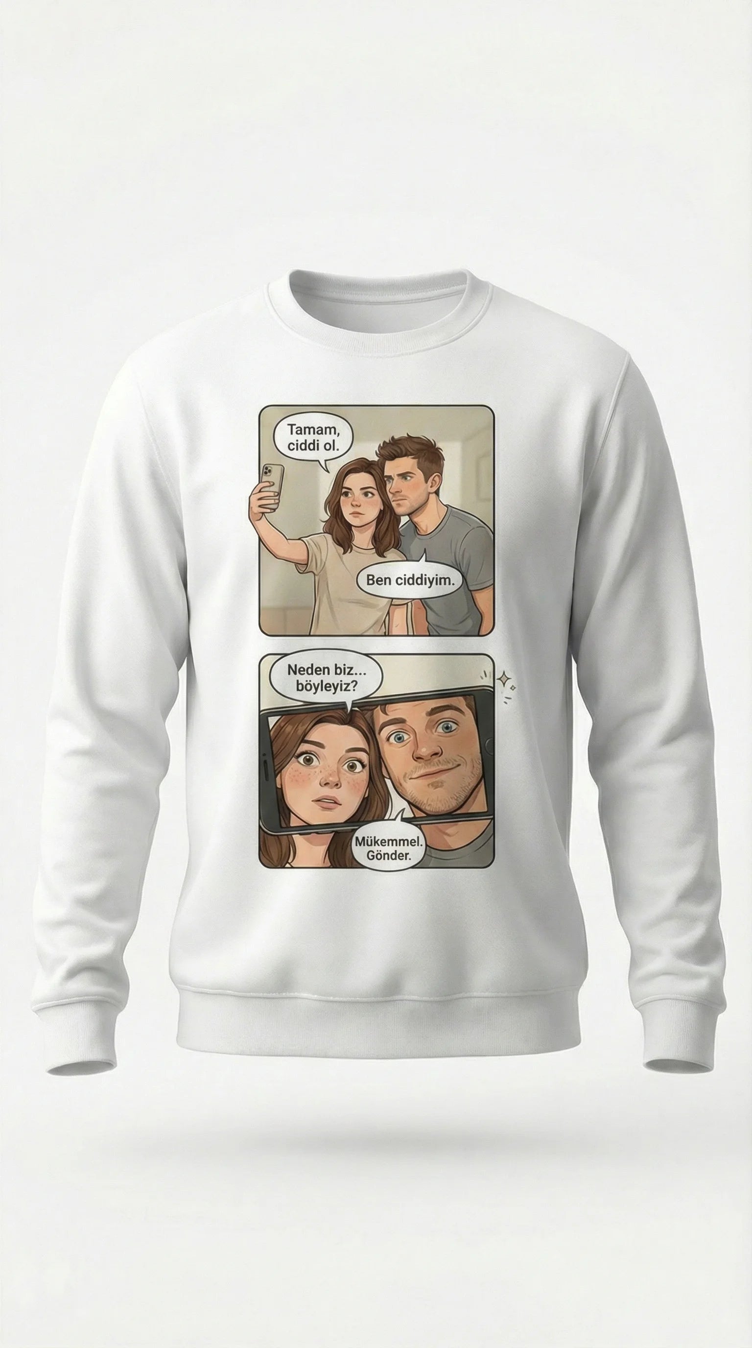 Kişiye Özel Karikatür Hikâye Sweatshirt’ü, Çiftler İçin Özel Bir Anı Hediyesi