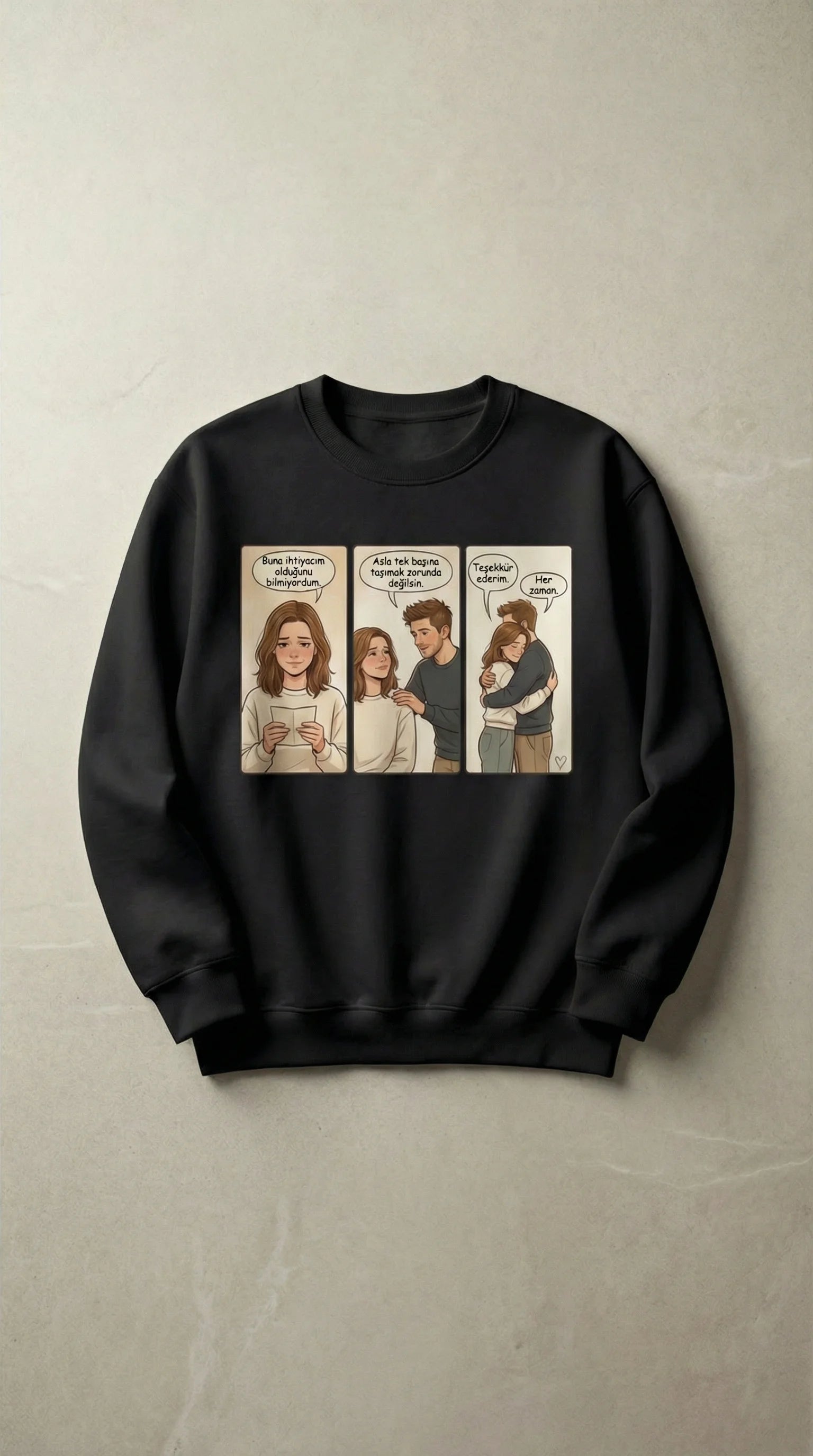 Kişiye Özel Karikatür Hikâye Sweatshirt’ü, Çiftler İçin Özel Bir Anı Hediyesi