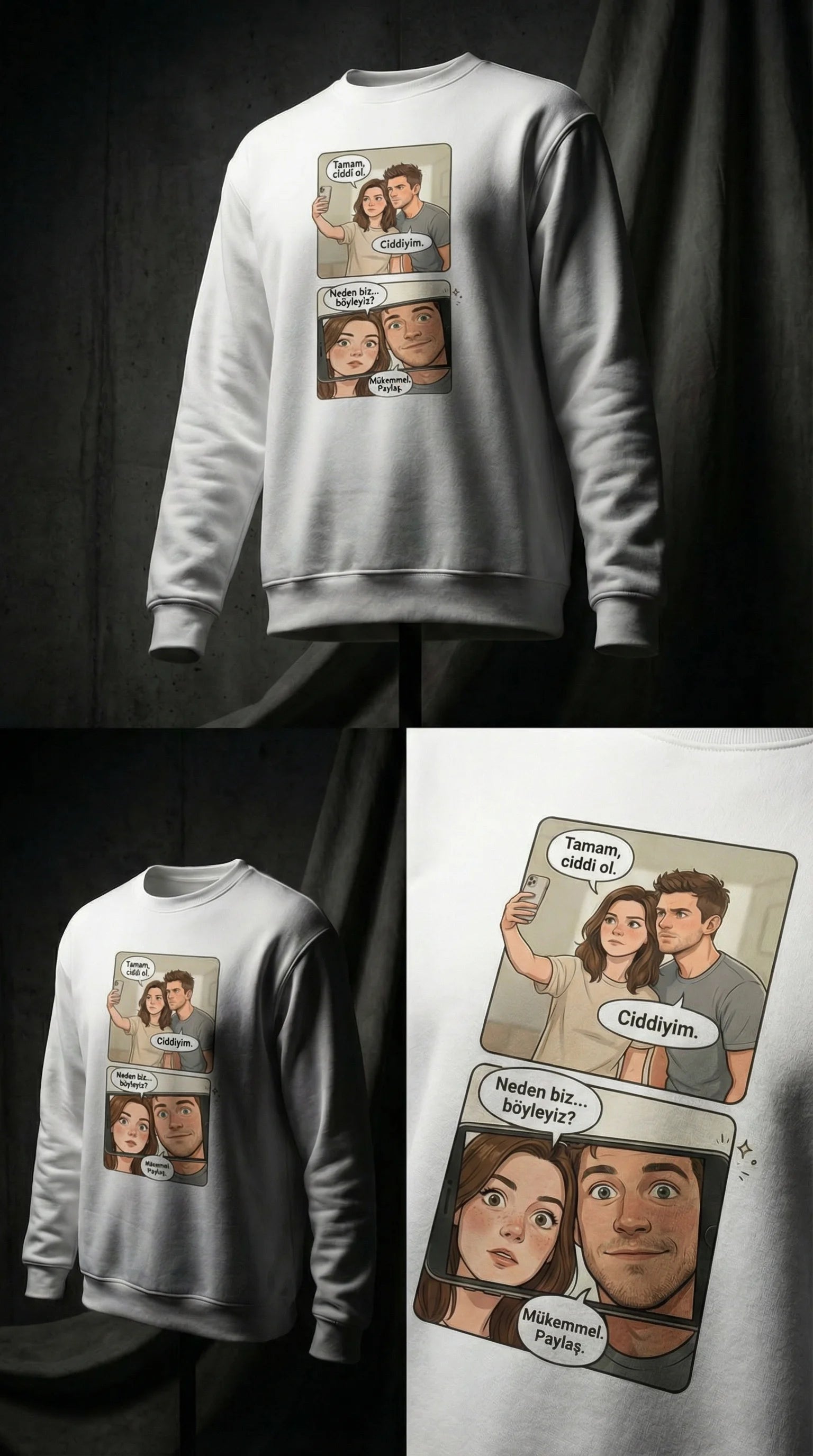 Kişiye Özel Karikatür Hikâye Sweatshirt’ü, Çiftler İçin Özel Bir Anı Hediyesi