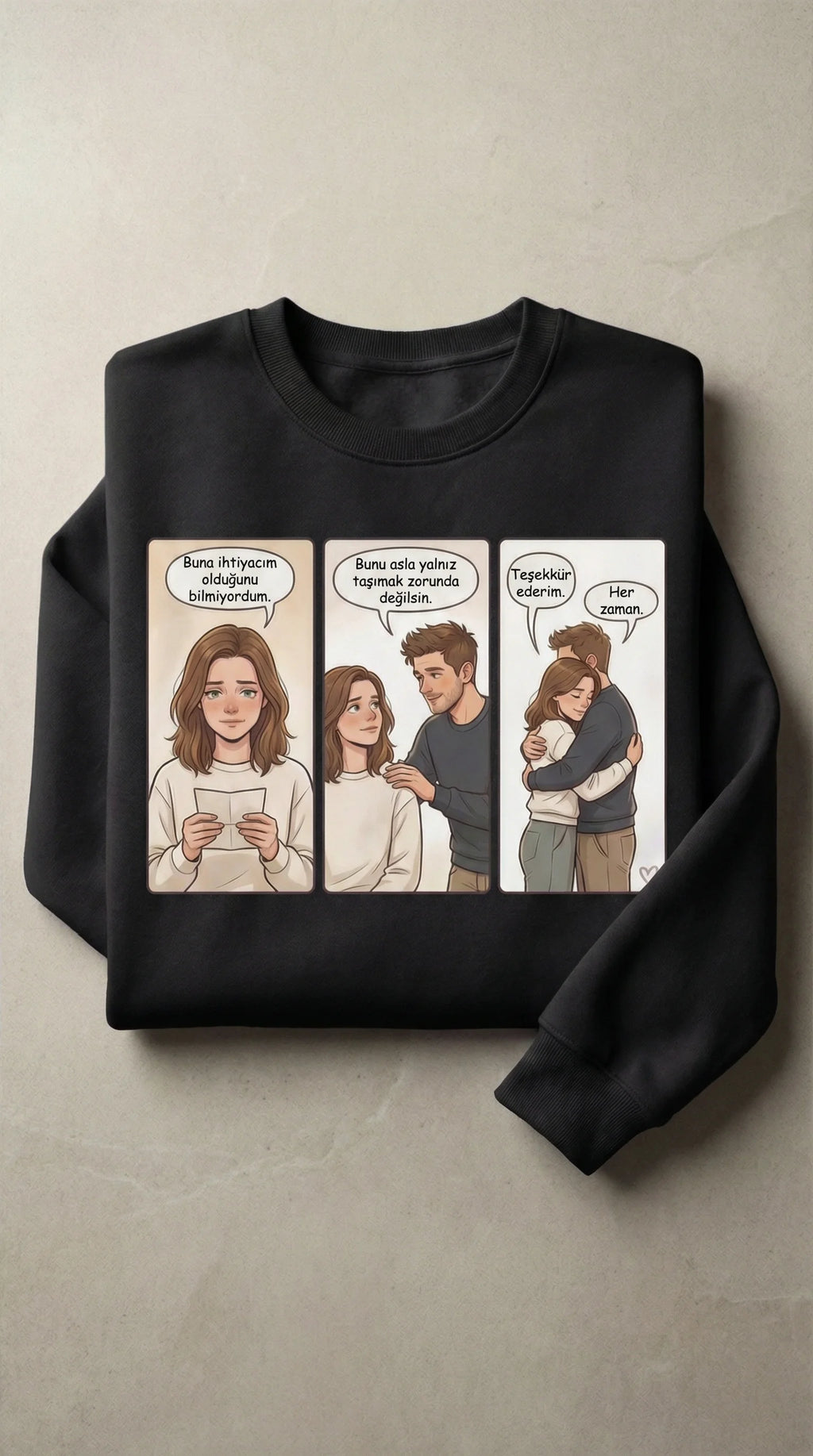 Kişiye Özel Karikatür Hikâye Sweatshirt’ü, Çiftler İçin Özel Bir Anı Hediyesi