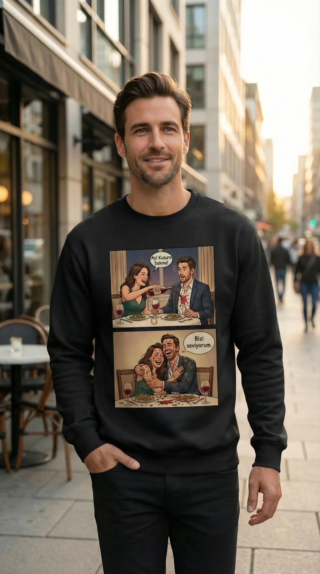 Kişiye Özel Karikatür Hikâye Sweatshirt’ü, Çiftler İçin Özel Bir Anı Hediyesi