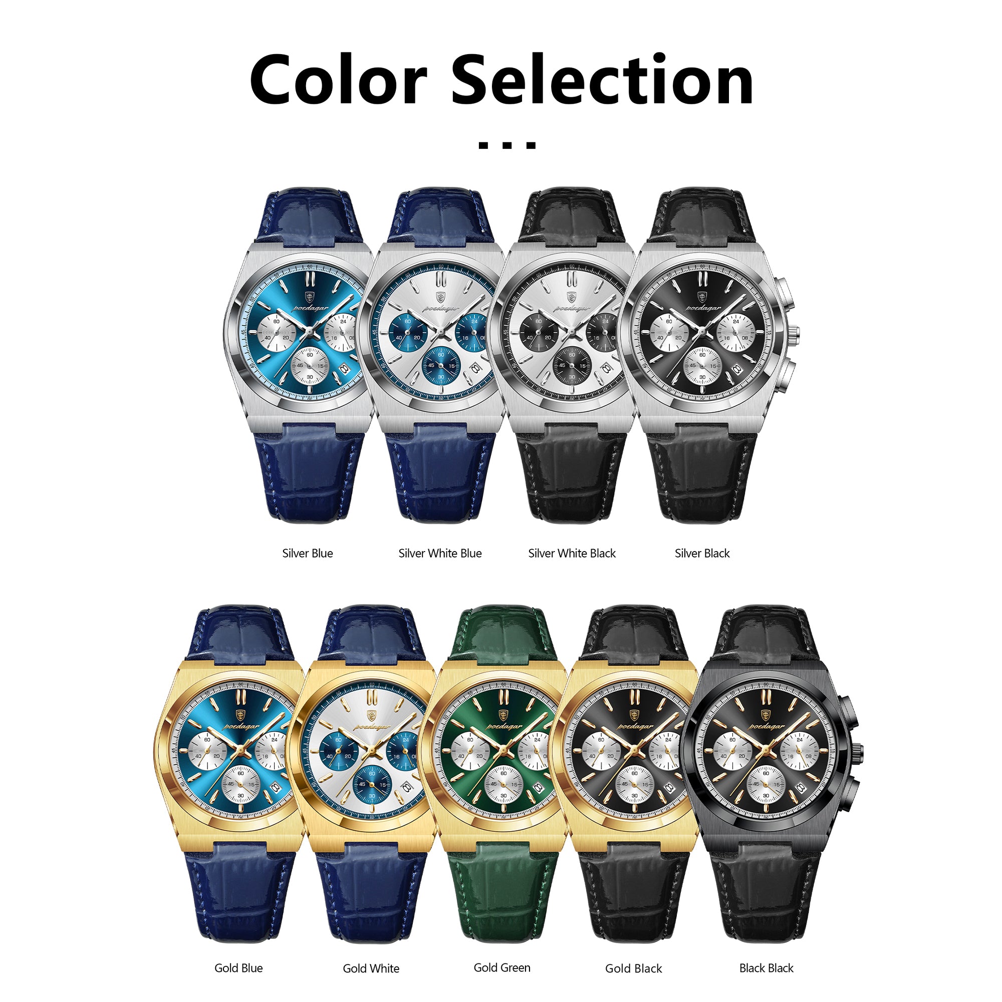 İsviçre Stili Poedagar Genève Elite Markası | Deri Kayışlı Lüks Erkek Kol Saati